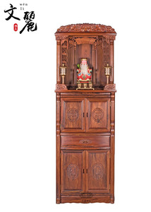 文丽佛具 新款全实木檀香简约中式雕花四门供桌佛龛神台