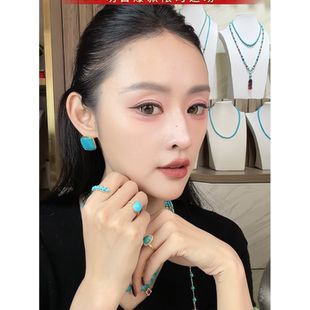 【宝藏珠宝】绿松石方形耳钉 约12mm（多样性发其一）BYT6011023