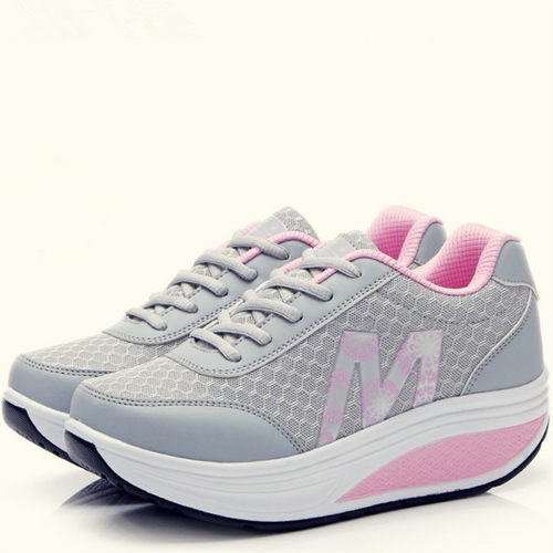 厚底增高春秋女鞋轻便网面摇摇鞋