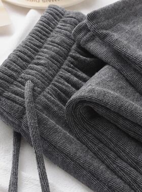 春秋冬深灰色糯米裤女2026新款高腰软糯垂感阔腿裤直筒宽松休闲裤