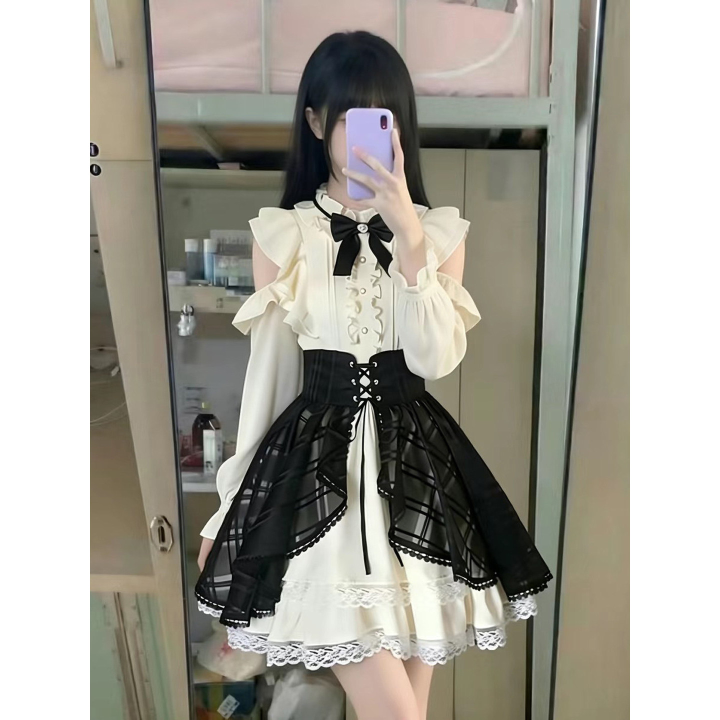 JK衬衫蝴蝶结连衣裙女2026新款初中高中学生学院风少女洛丽塔裙子