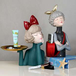 蝴蝶结女孩创意北欧轻奢风家居客厅酒柜玄关钥匙收纳托盘装饰摆件