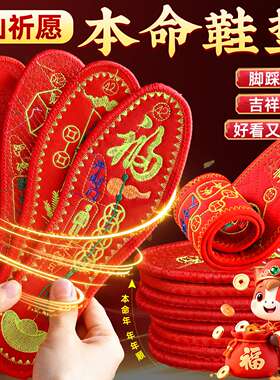 2026马年本命年鞋垫属马男女款红色七星十字绣刺新年男女礼物饰品