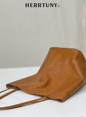 植鞣牛皮无限大水桶简约经典质感大容量女包2022新女单肩包托特包