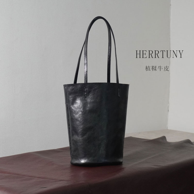 herrtuny慵懶水桶包真皮單肩包復(fù)古小眾軟皮女包通勤頭層植鞣牛皮