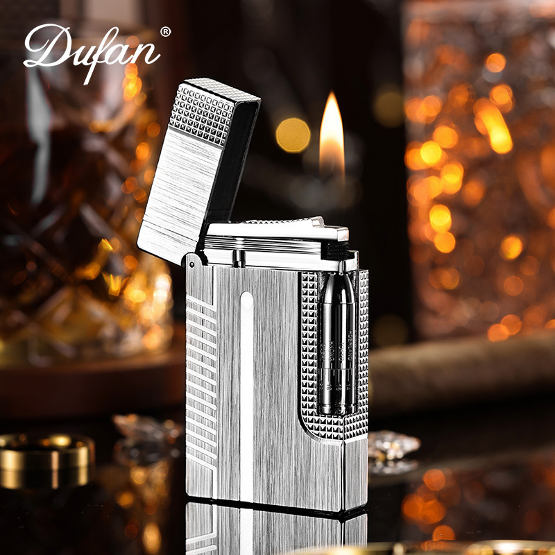 法国都梵朗声打火机正品钢音黄铜充气刻字送男友高档定制子弹头银