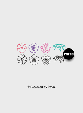 【PATOO怕痛】原创防水纹身贴 和风 樱花 竹叶 彩色日系文艺清新