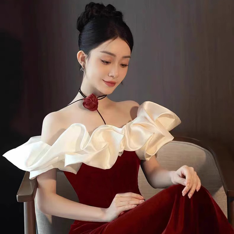  Wine red velvet+2XL  