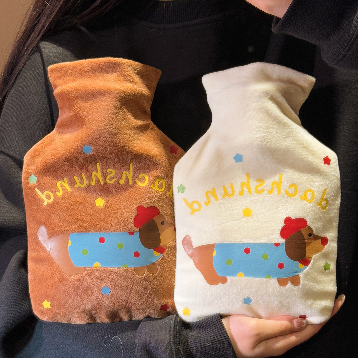 可爱腊肠狗注水热水袋暖水袋热敷