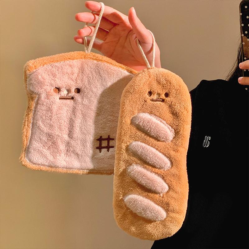 可爱吐司面包擦手巾毛巾抹布手帕