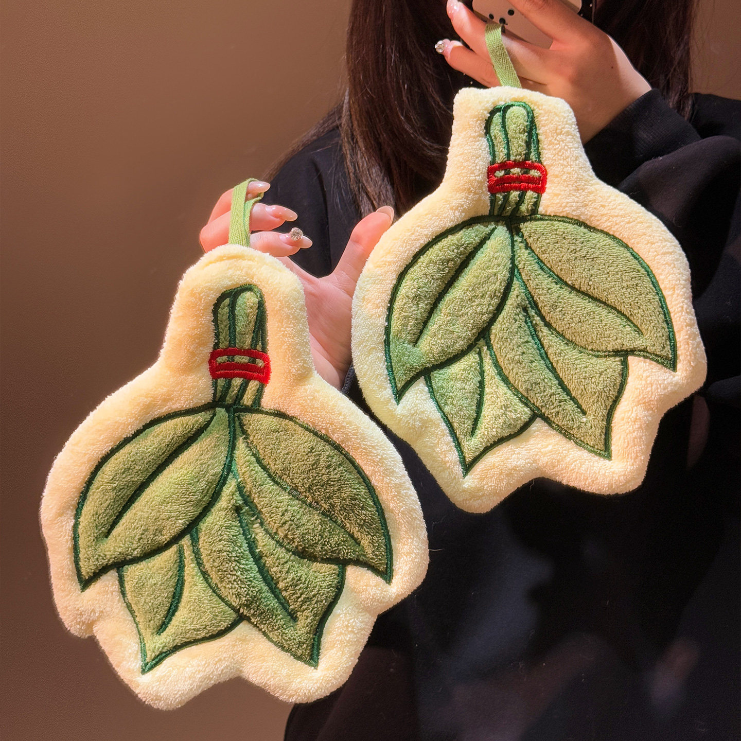 可爱柚子叶挂式擦手巾超强吸水速干加厚毛巾厨房卫生间抹布搽手帕,家庭/个人清洁工具,厨房擦手巾,淘宝优惠券,粉丝福利购,淘宝优惠卷