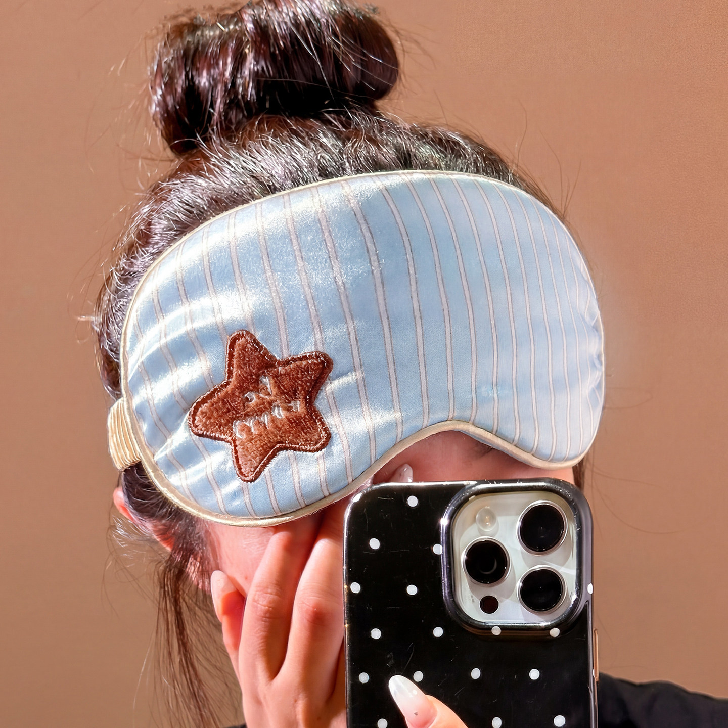 可爱星星条纹仿真丝遮光眼罩儿童图片