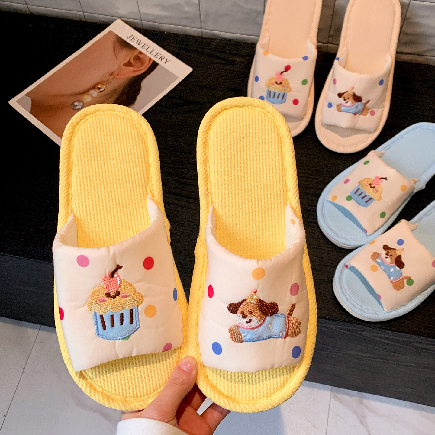 可爱亚麻拖鞋家居室内防滑女款2026新款居家用棉麻布拖鞋春秋夏天