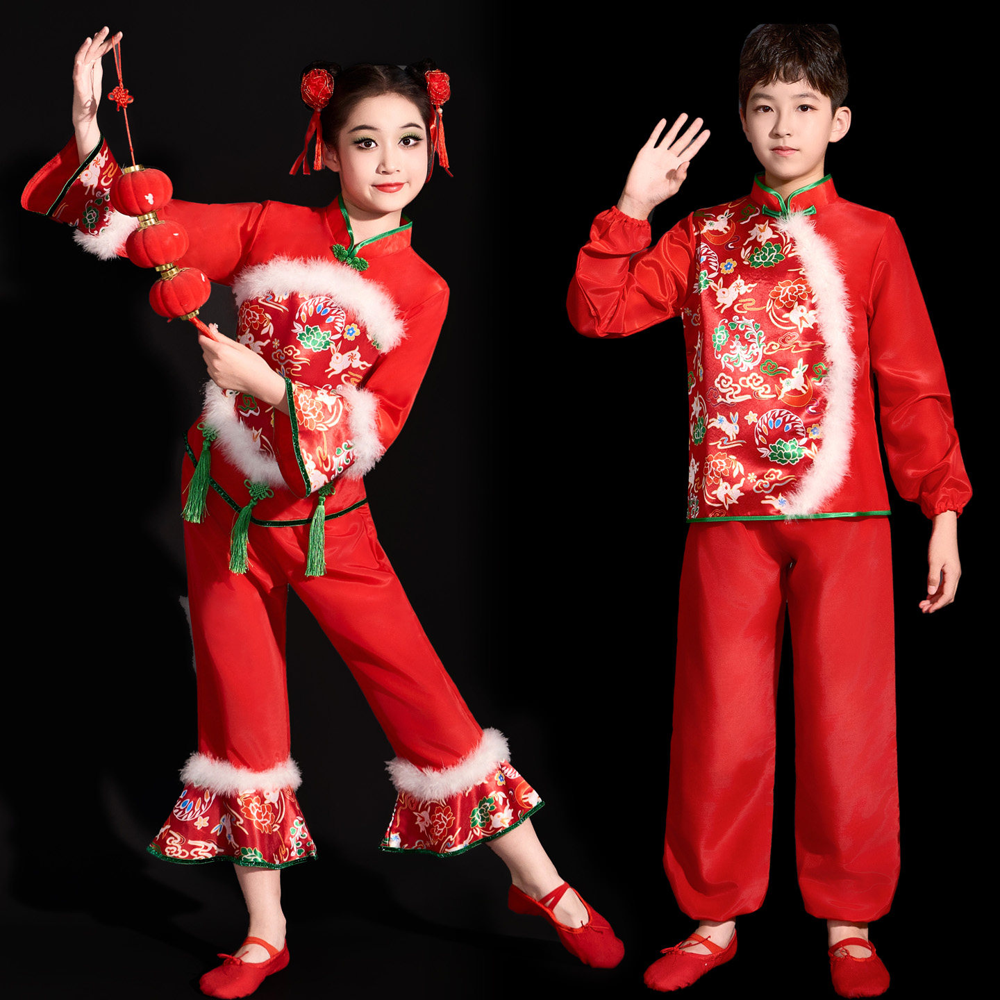 元旦春节儿童演出服喜庆舞蹈服中国开门红秧歌服民族幼儿园打鼓服