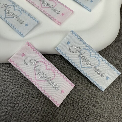 现货包包布标织唛领标布标服装辅料标签商标领标银丝小清新可定制