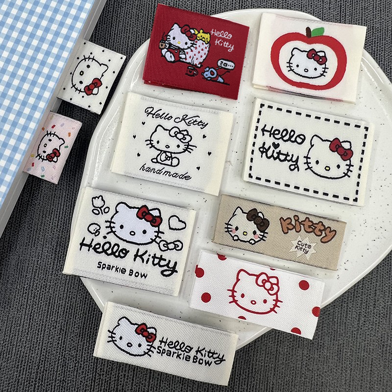 现货高品hello kitty 织标布标袜子标签包包手作领标围巾配件新款