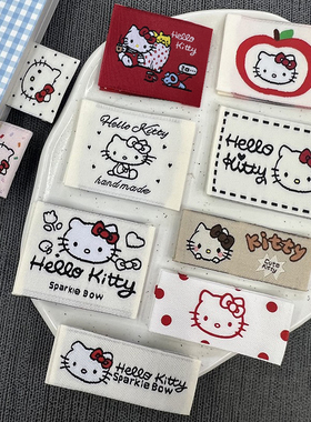 现货高品hello kitty 织标布标袜子标签包包手作领标围巾配件新款