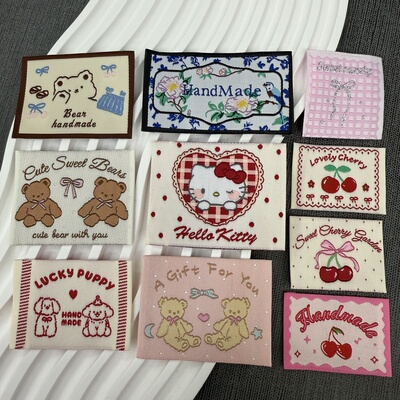 现货布标随机标帽袜子布标织标领标原创布艺标签商标卡通diy补丁