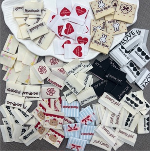 大肠圈博主推荐多款肠圈对折标织标卡通水洗标手工文创标贴现货