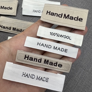 大衣刺绣标签辅料新款复古英文布贴袖标字母织唛个性百搭handmade