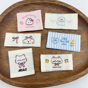 卡通动物简约款布贴布标可爱服装辅料商标领标现货个性装饰