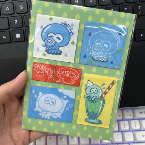 手帐帖物料卡通双面胶领标本子粘标贴纸布标服装辅料织可来图定制