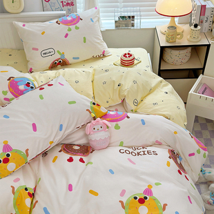 甜甜圈 可爱萌趣卡通纯棉床品床单被套三四件套定制床笠床罩