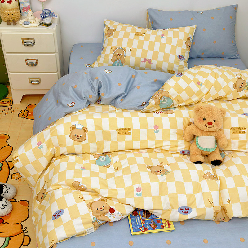 曲奇熊丨可爱小熊卡通纯棉床品床单被套三四件套定制床笠床罩,床上用品,被套定制,淘宝优惠券,粉丝福利购,淘宝优惠卷