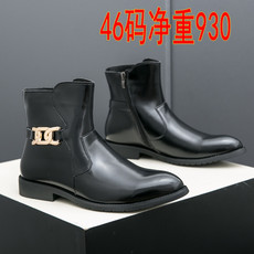 高帮鞋英伦男款秋冬季2025新款高筒靴大码皮鞋布洛克高帮鞋尖头男