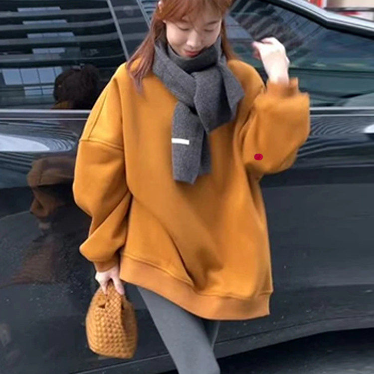 巨好看的加绒卫衣女款2026新款秋冬穿搭独特漂亮减龄款中长版上衣