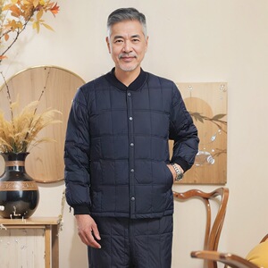 中老年秋冬羽绒服内胆男士内外穿棉袄老人加厚保暖爸爸白鸭绒上衣