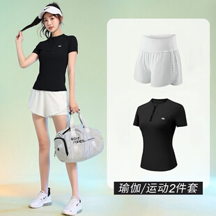 运动套装女夏季薄2026新款短袖网球跑步速干衣羽毛球服瑜伽健身服