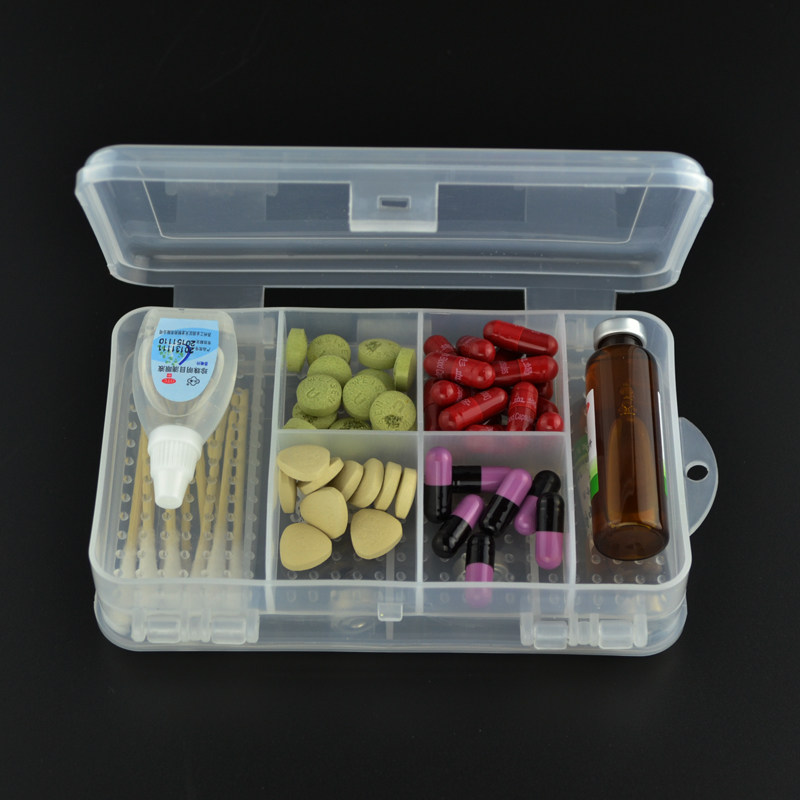 便携双面大容量口服液药盒随身药品分装小药盒 透明医药箱收纳盒