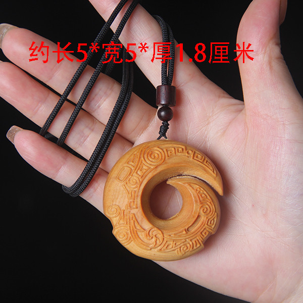 崖柏木雕刻时来运转平安扣吊坠项木雕