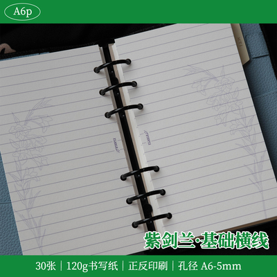 A6per｜紫剑兰 基础横线 极简内页 摘抄内页 手帐替换内芯 A6内页