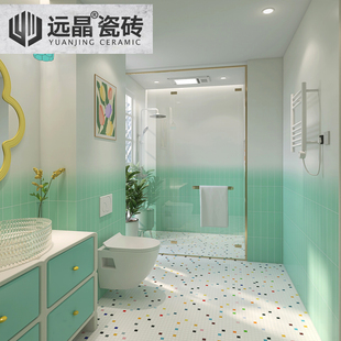 复古全瓷渐变长条手工马赛克瓷砖厨卫墙砖卧室阳台 远晶75x300法式