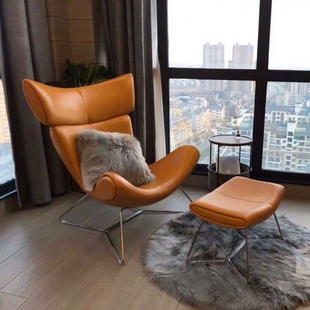 北欧休闲椅现代简约全皮客厅Imola意大利蜗牛椅大平层沙发躺椅