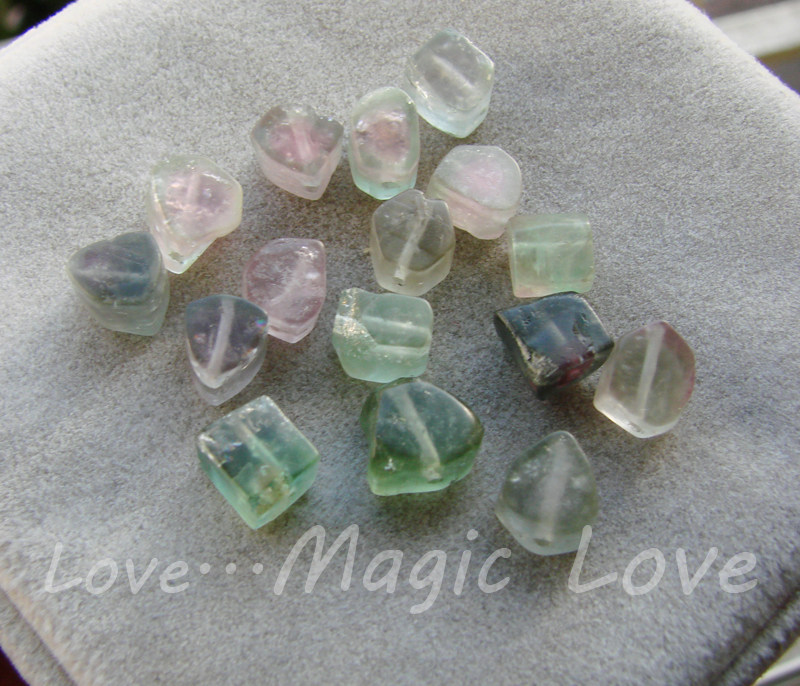 【Magic Love】天然阿富汗粉绿西瓜碧玺方块原石随形珠◎一组特价