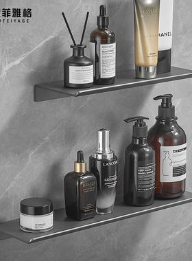 枪灰色浴室置物架卫生间免打孔厕所洗漱台洗澡间沐浴露墙上收纳架