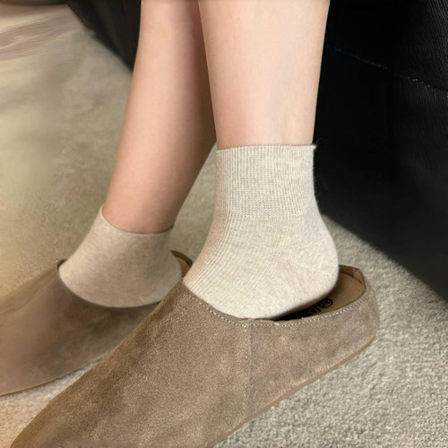 夏天和勃肯鞋适配度100%！清冷温柔奶咖~无骨夏天短袜子女薄款棉