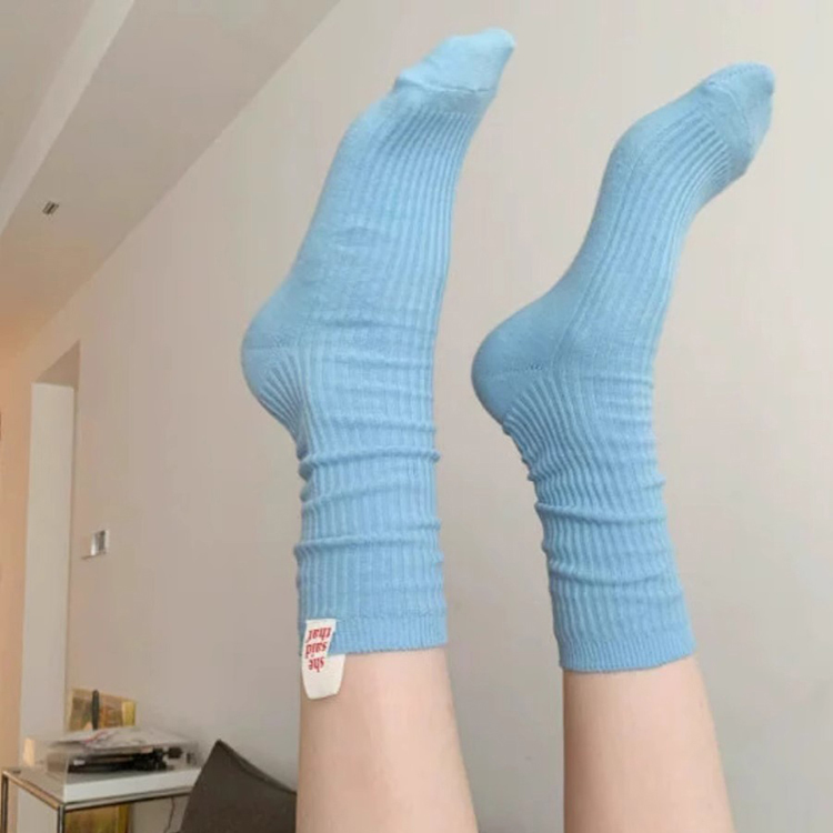 【两双装】夏天这蓝色谁能不爱呀！谁穿谁好看~纯色布标中长堆堆