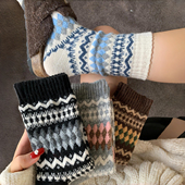 复古文艺风 降温啦 费尔岛菱格羊毛袜来咯 袜子女秋冬加厚保暖