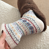 冬日复古感 袜子女冬羊毛厚 高级又可爱 费尔岛花纹真 太加分了