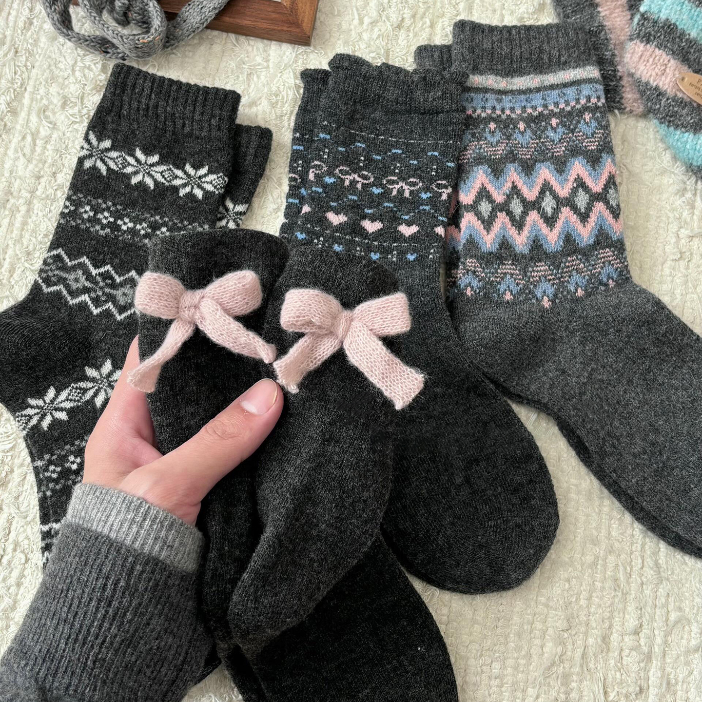 韩系少女感！韩里韩气的我可真的太爱了！袜子女羊毛秋冬加厚保暖