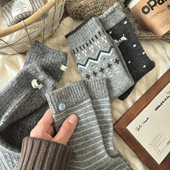 软糯松驰chao好穿 韩里韩气 灰色系羊毛袜我可太爱了 袜子女厚