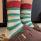 真 不能拒绝这复古又貌美 条纹羊毛袜袜 秋冬氛围感 袜子女厚款