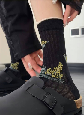 又薄又舒服的夏日花朵袜袜真的太美了！薄款袜子女夏天透气堆堆棉