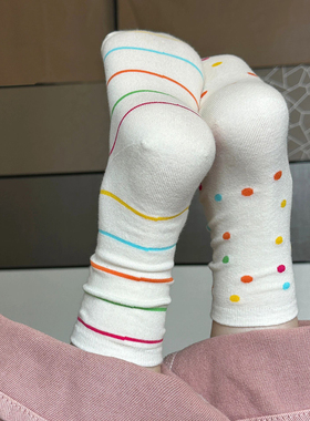 boom bomb秋季彩色波点少女潮袜吸汗休闲棉袜多巴胺穿搭中筒袜子