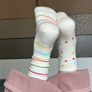 boom 彩色波点少女潮袜吸汗休闲棉袜多巴胺穿搭中筒袜子 bomb秋季