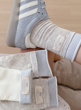 太美了！文艺复古双口袜子也太甜了~绝啊！春夏女袜灰色日系中筒